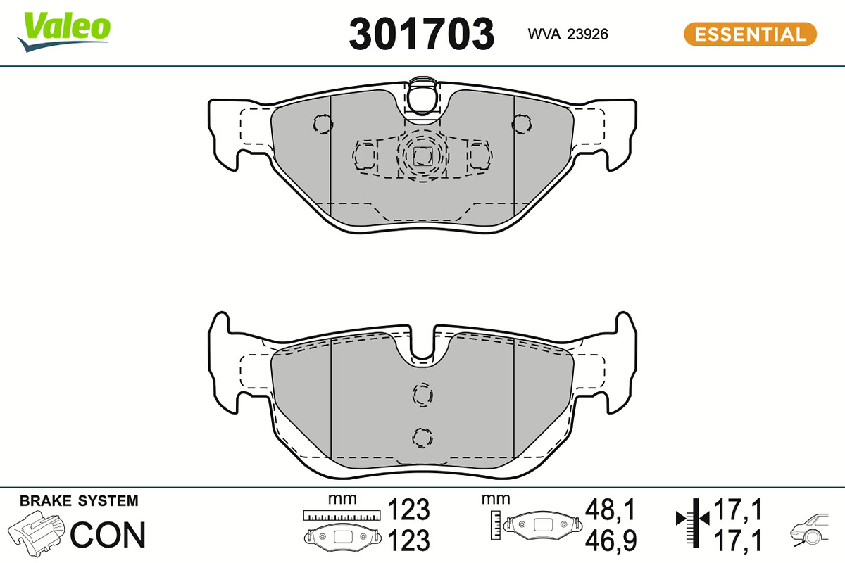 Jeu de 4 plaquettes de frein VALEO ref. 301703